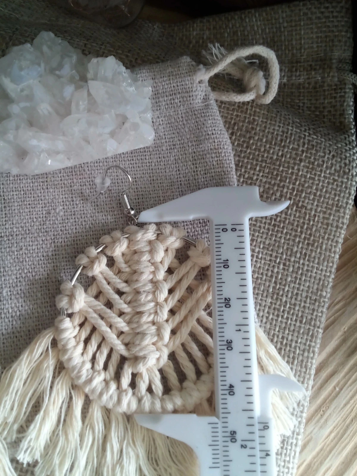 Boucles d'oreilles créoles bohèmes en coton – photo 2
